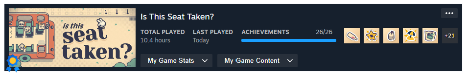 Is This Seat Taken? 26 achievements