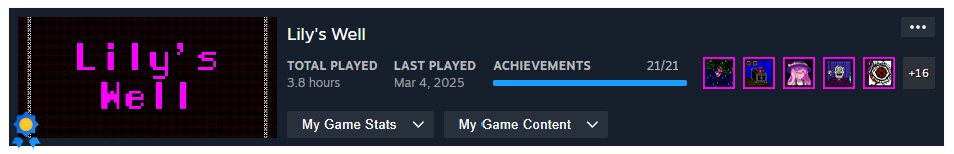 Lily's Well, 21 achievements