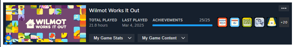 Wilmot Works it Out, 25 achievements